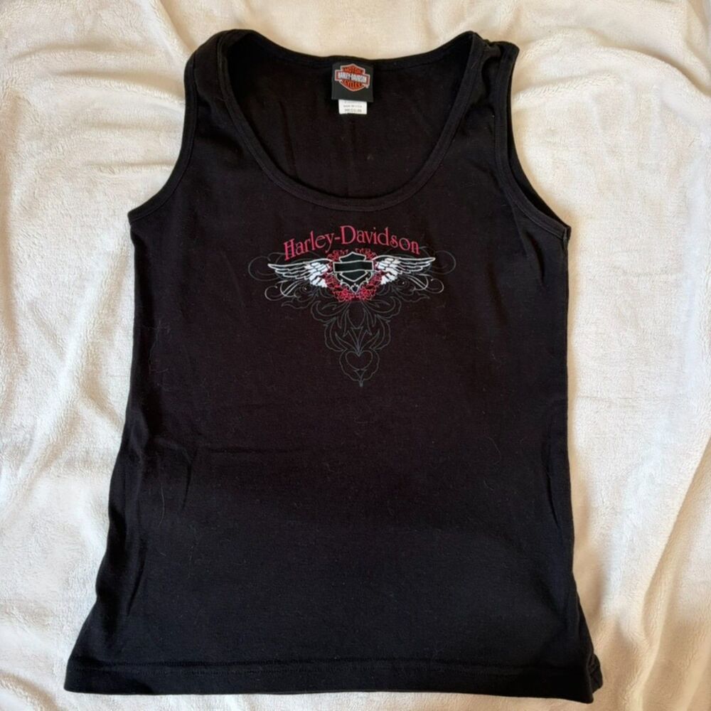 Harley Davidson Tank Top Size Medium Black Wings Graphic
